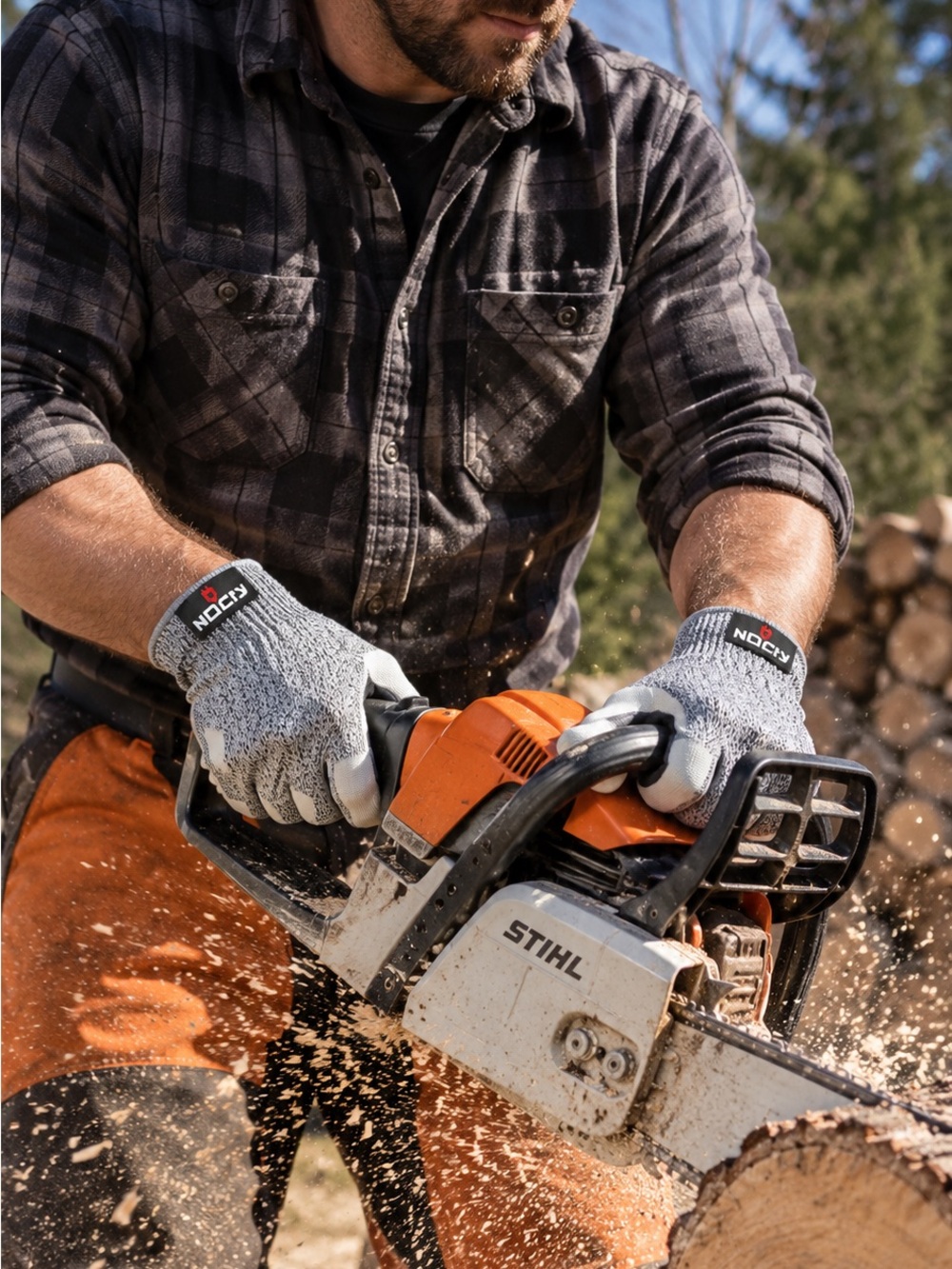 Cut-Resistant Work Gloves for Men - Gray
